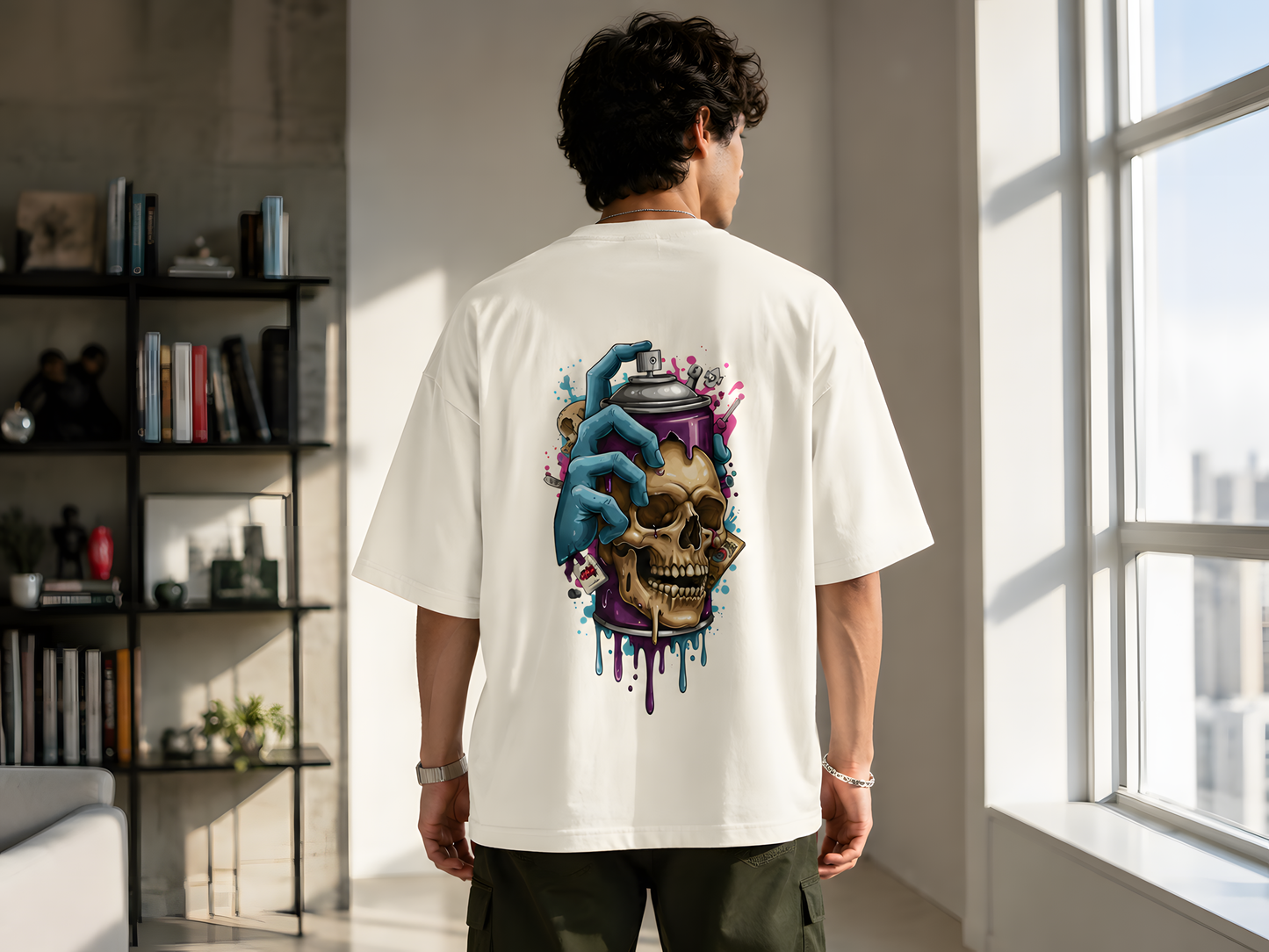 Skull Spray Oversized T-Shirt